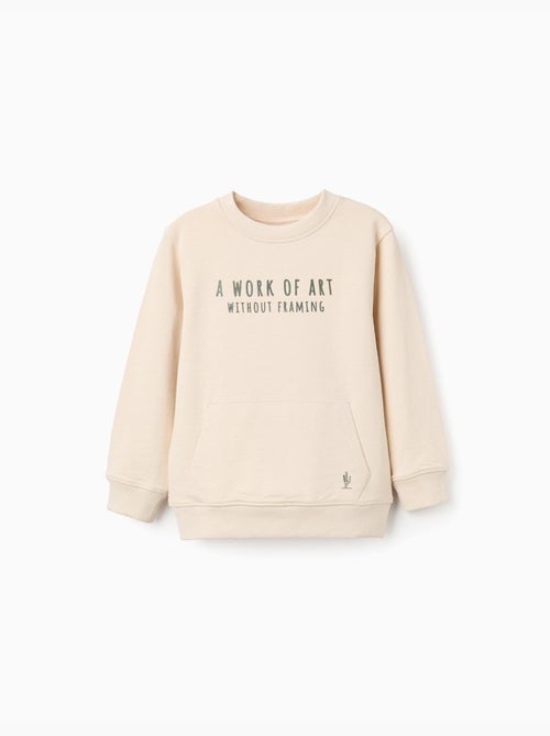 Felpa in cotone con stampa work of art - Kiabi