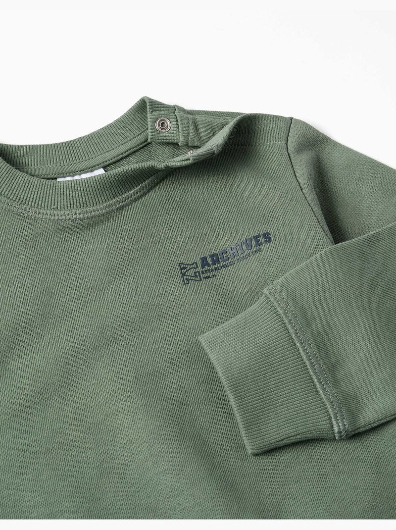 Felpa in cotone con stampa ZY Verde scuro - Kiabi