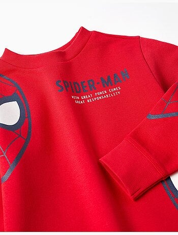 Felpa in cotone garzato con stampe di spider-man