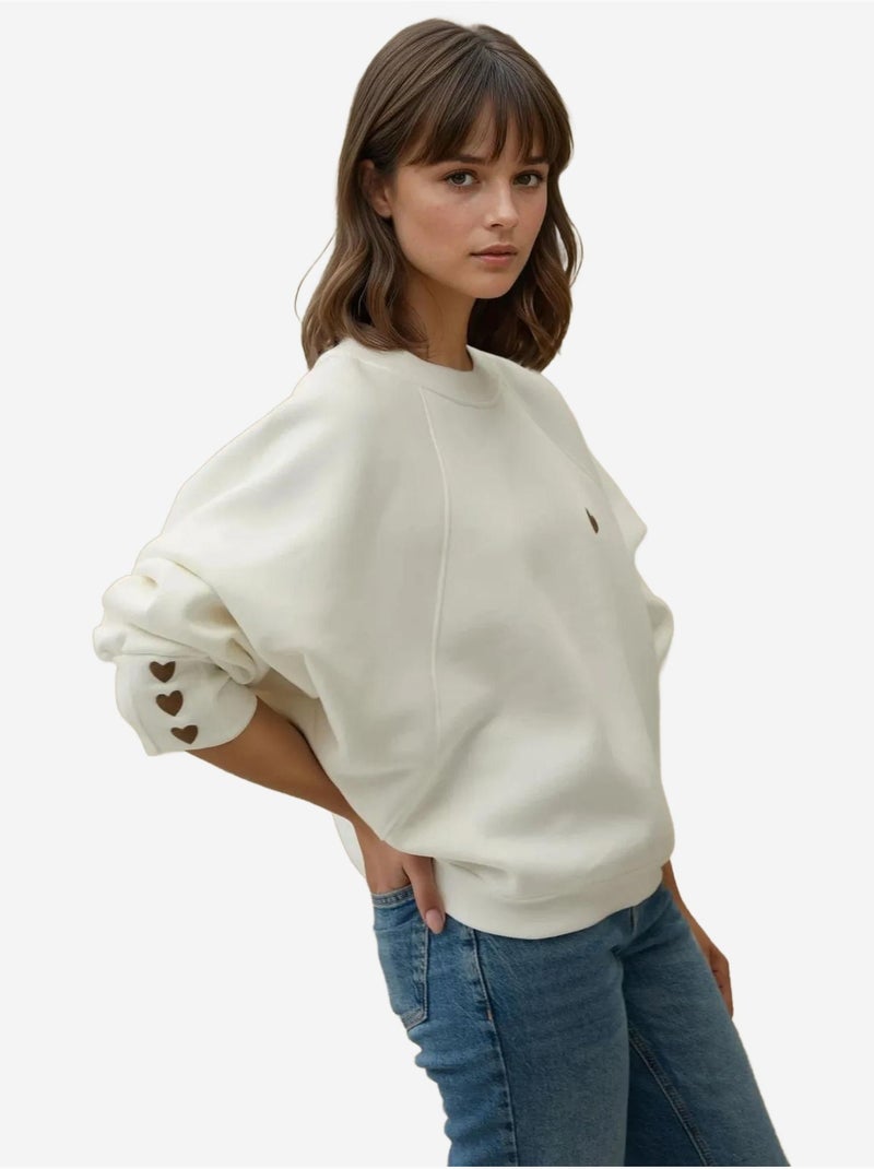 Felpa in cotone ricamata hiccup Bianco sporco - Kiabi