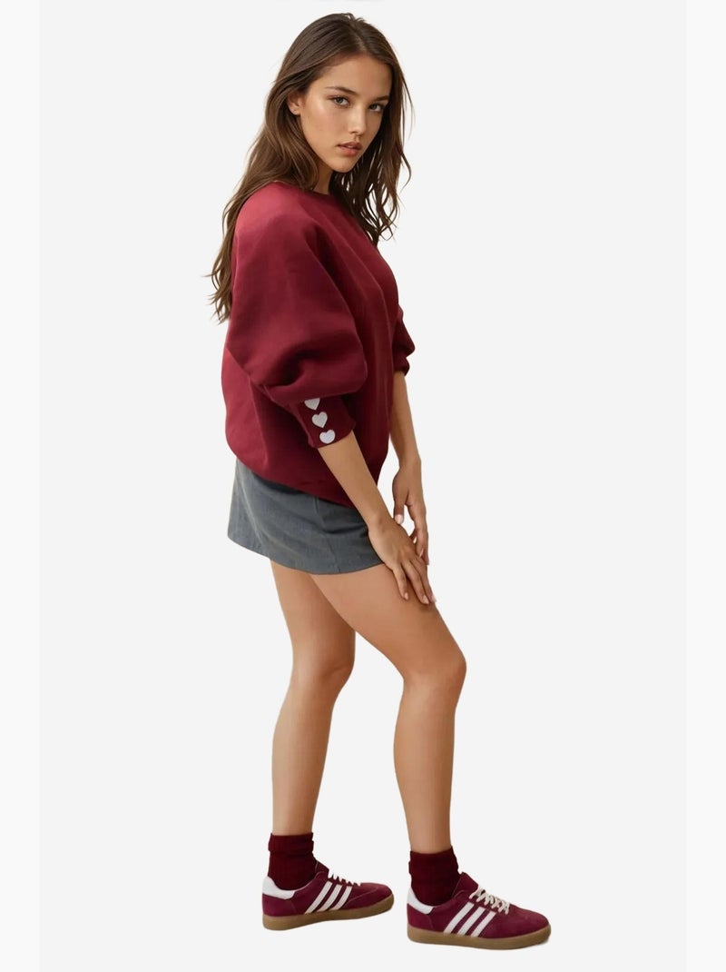 Felpa in cotone ricamata hiccup Rosso bordeaux - Kiabi