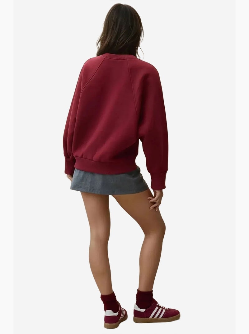 Felpa in cotone ricamata hiccup Rosso bordeaux - Kiabi