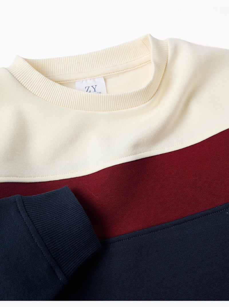 Felpa in cotone spazzolato con colour block Rosso scuro - Kiabi