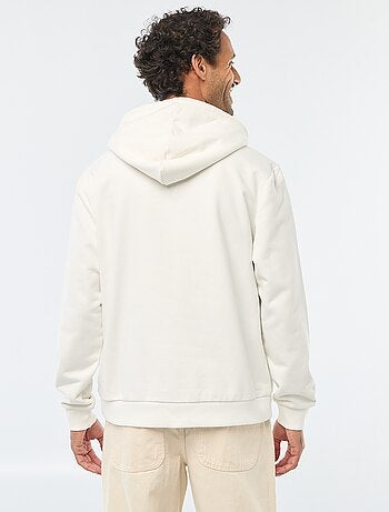 Felpa in mollettone con cappuccio e apertura zip al collo