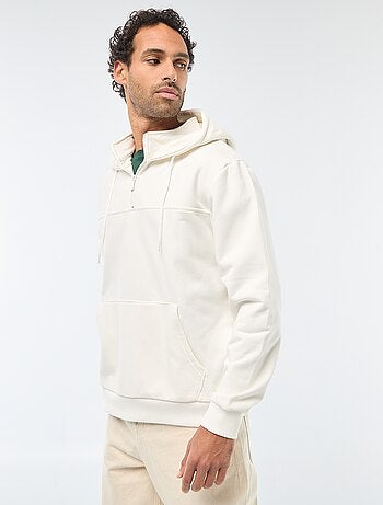 Felpa in mollettone con cappuccio e apertura zip al collo