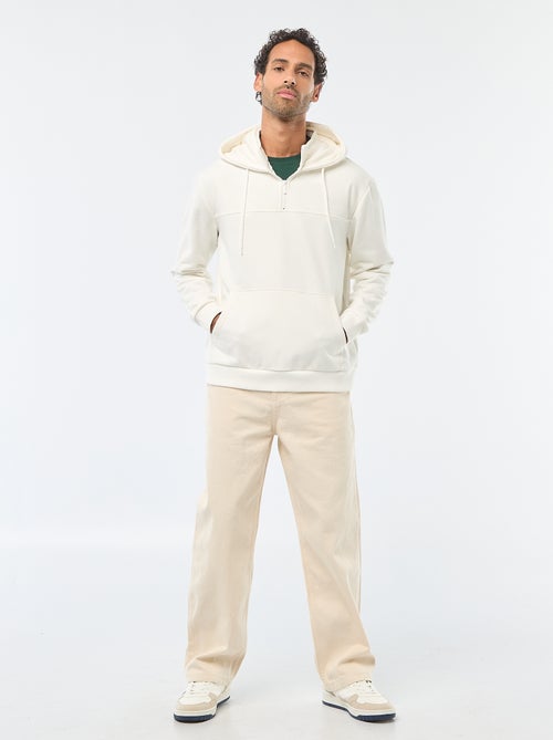 Felpa in felpa garzata con cappuccio e apertura zip al collo - Kiabi