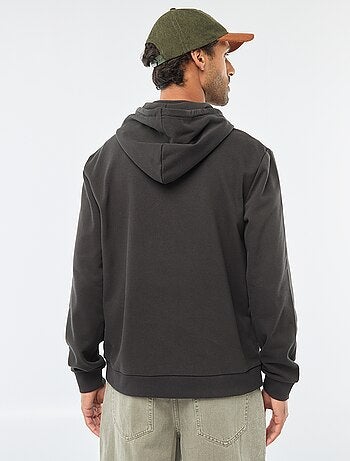 Felpa in mollettone con cappuccio e apertura zip al collo