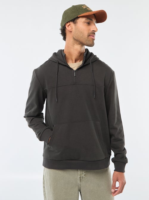 Felpa in felpa garzata con cappuccio e apertura zip al collo - Kiabi