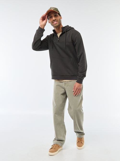 Felpa in felpa garzata con cappuccio e apertura zip al collo - Kiabi