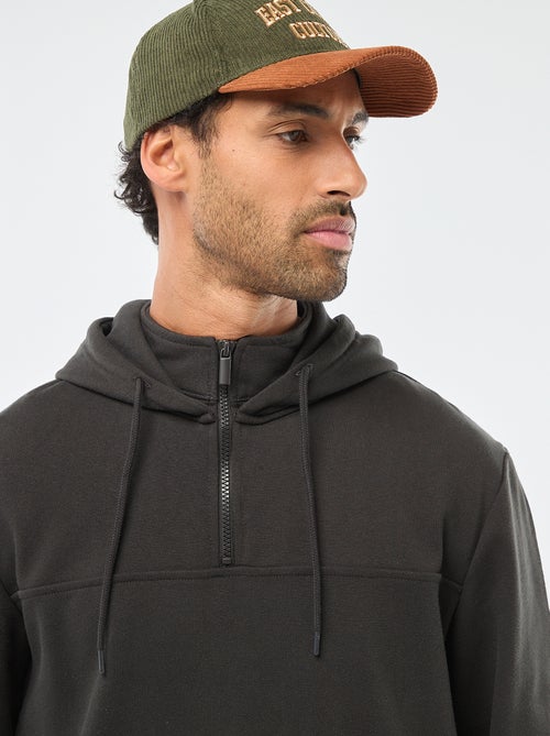 Felpa in felpa garzata con cappuccio e apertura zip al collo - Kiabi