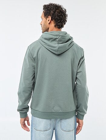 Felpa in mollettone con cappuccio e apertura zip al collo