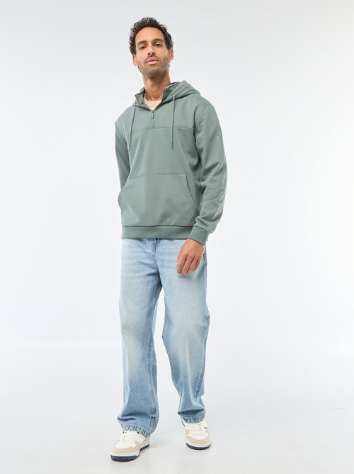 Felpa in felpa garzata con cappuccio e apertura zip al collo - Kiabi