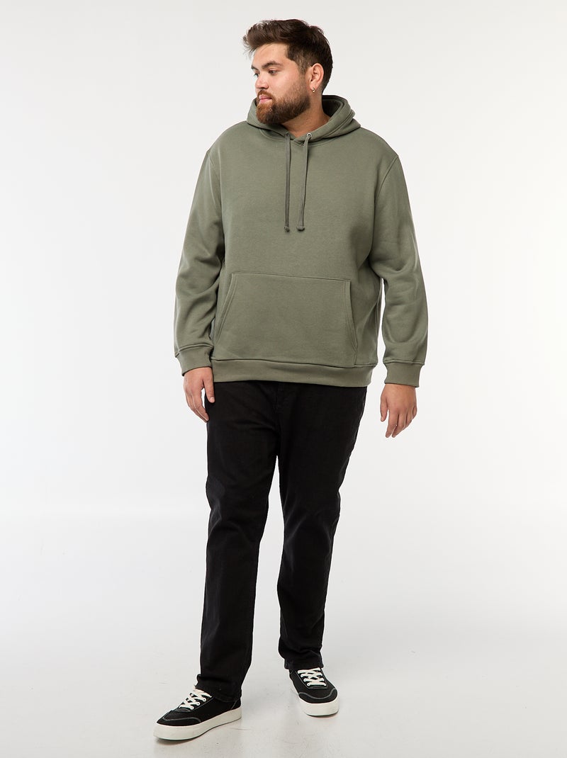 Felpa in felpa garzata con cappuccio e tasca a marsupio Verde - Kiabi