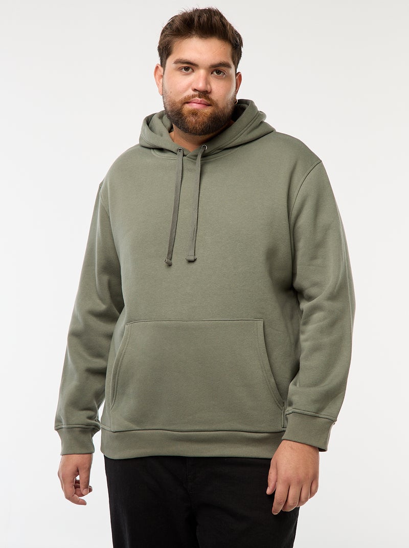 Felpa in felpa garzata con cappuccio e tasca a marsupio Verde - Kiabi