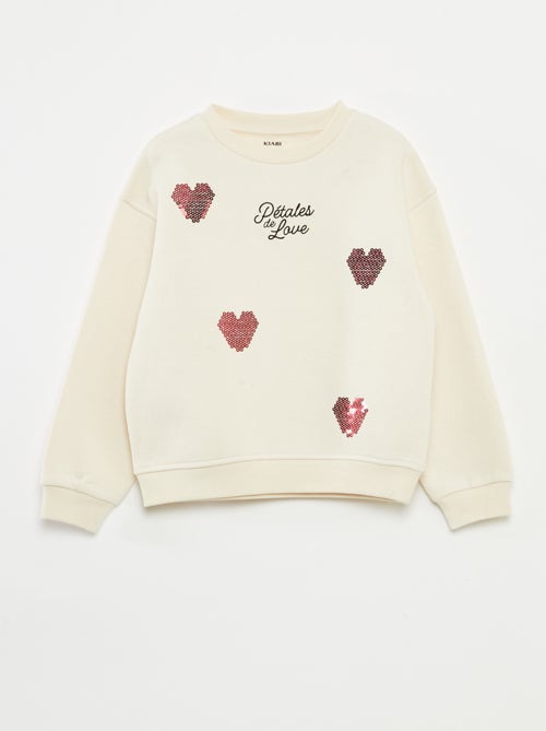 Felpa in felpa garzata con decorazione di strass - Kiabi