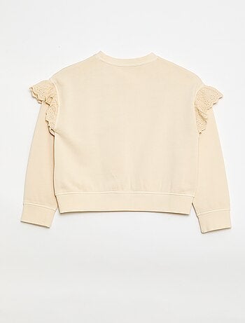 Felpa in felpa garzata con ricami inglesi