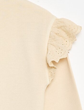 Felpa in felpa garzata con ricami inglesi