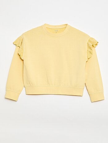 Felpa in felpa garzata con ricami inglesi