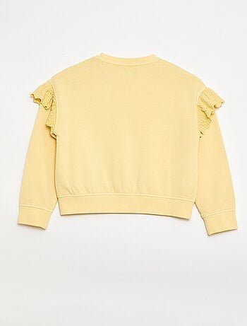 Felpa in felpa garzata con ricami inglesi