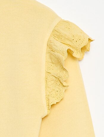 Felpa in felpa garzata con ricami inglesi