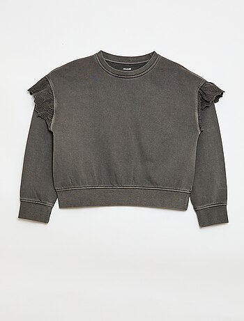 Felpa in felpa garzata con ricami inglesi