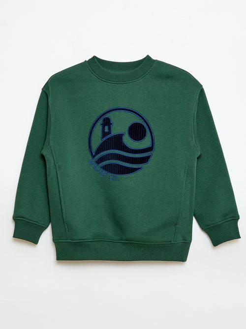 Felpa in felpa garzata con stampa in velluto - Kiabi