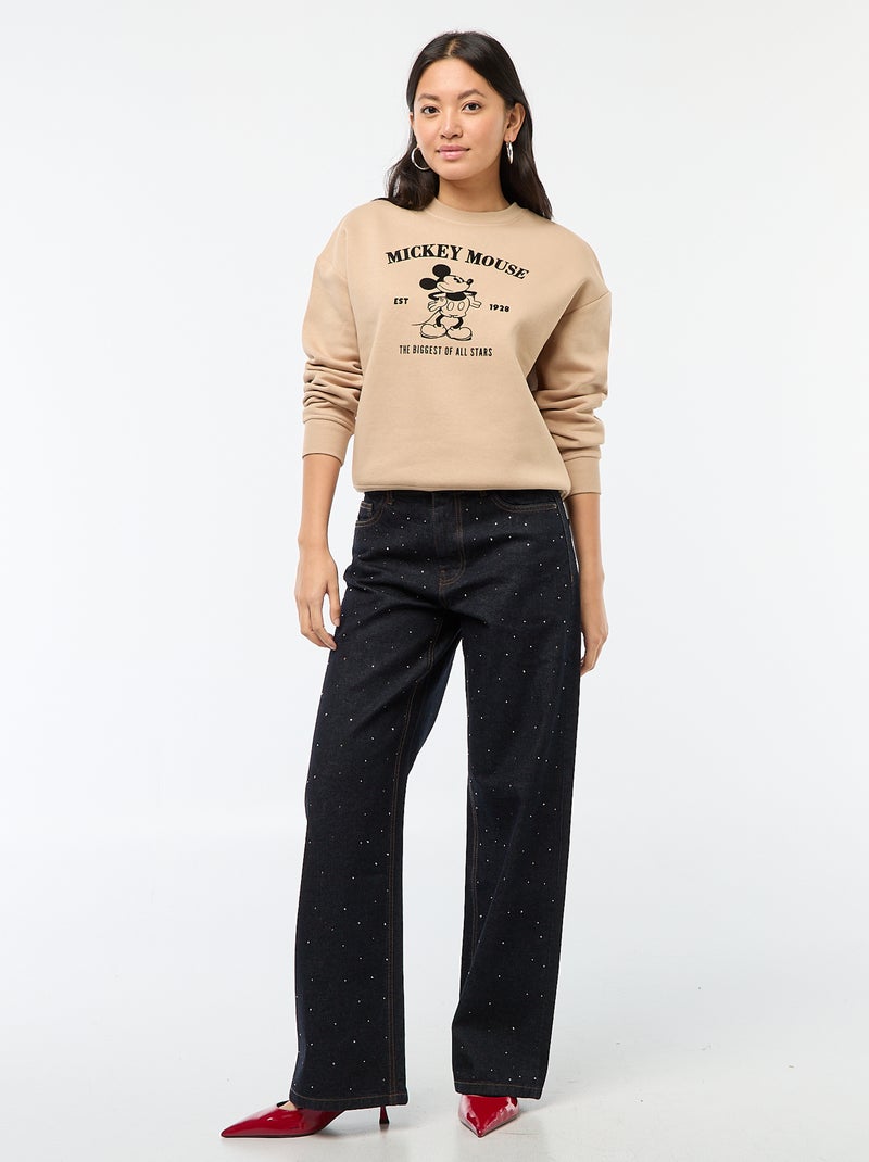 Felpa in felpa garzata con stampa 'Mickey' Beige - Kiabi