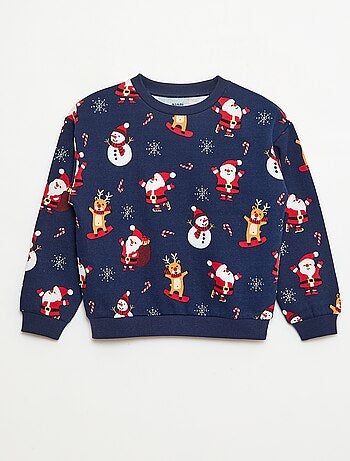 Felpa in mollettone garzato con stampa 'Natale'