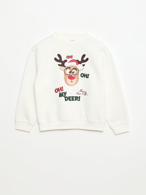 Felpa in felpa garzata con stampa natalizia - Kiabi