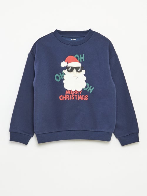 Felpa in felpa garzata con stampa natalizia - Kiabi