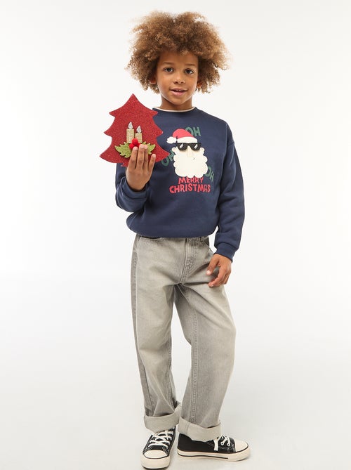 Felpa in felpa garzata con stampa natalizia - Kiabi