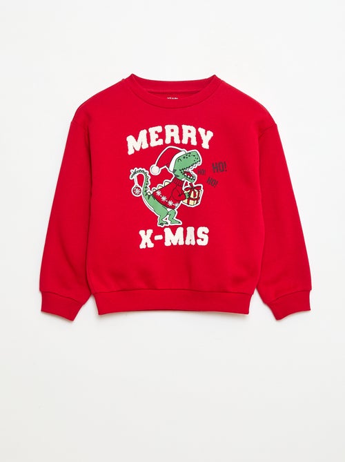 Felpa in felpa garzata con stampa natalizia - Kiabi