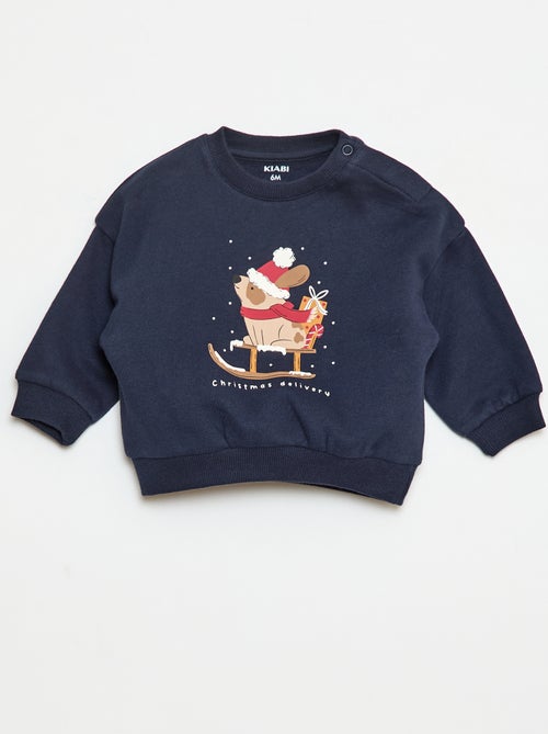 Felpa in felpa garzata con stampa sul davanti - Kiabi