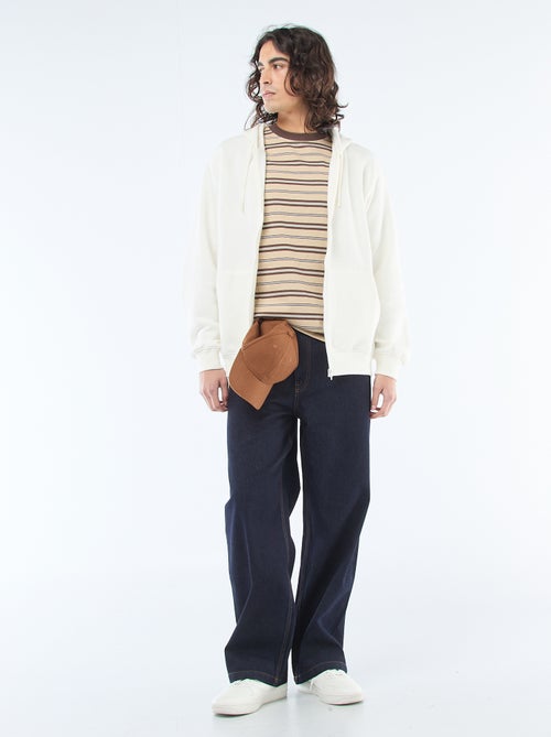 Felpa in felpa garzata con zip e cappuccio - Kiabi