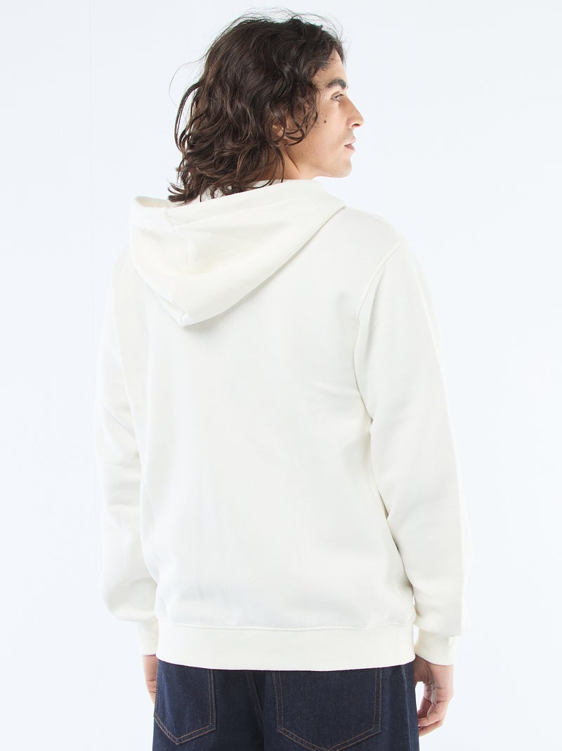 Felpa in felpa garzata con zip e cappuccio Bianco - Kiabi