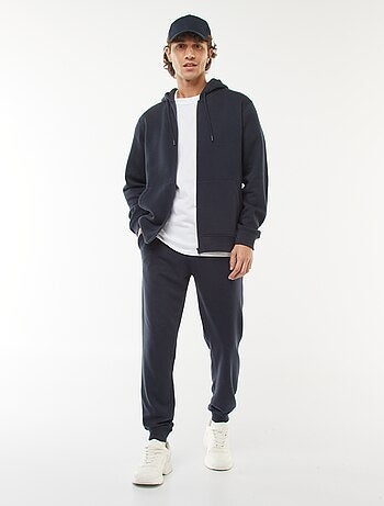 Felpa in felpa garzata con zip e cappuccio