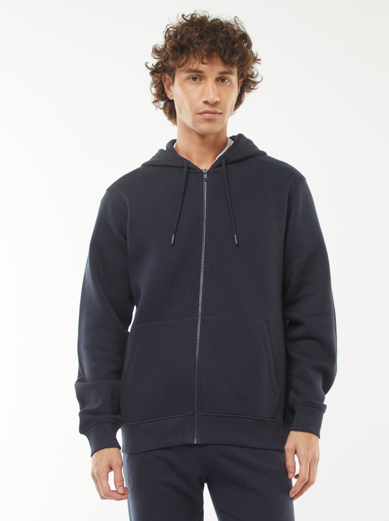 Felpa in felpa garzata con zip e cappuccio Blu - Kiabi