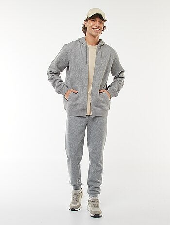 Felpa in felpa garzata con zip e cappuccio