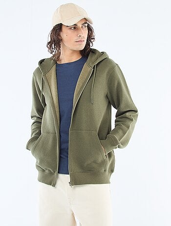 Felpa in felpa garzata con zip e cappuccio