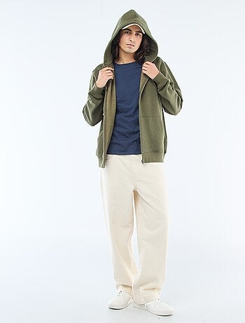 Felpa in felpa garzata con zip e cappuccio