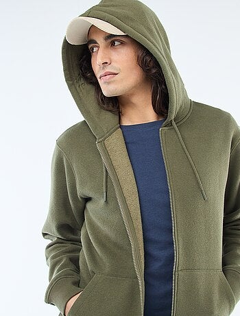 Felpa in felpa garzata con zip e cappuccio