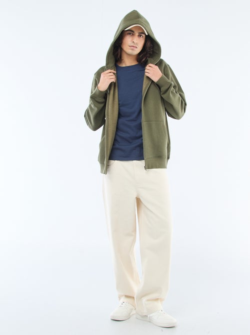 Felpa in felpa garzata con zip e cappuccio - Kiabi