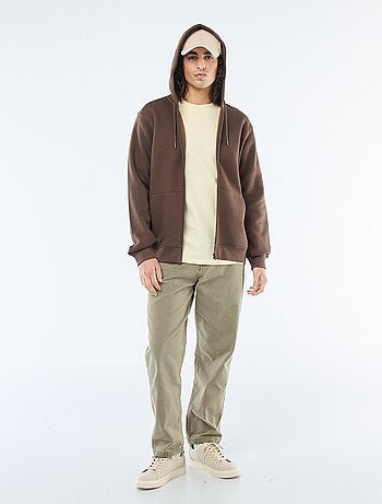 Felpa in felpa garzata con zip e cappuccio