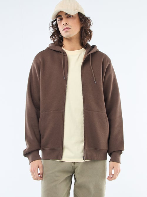 Felpa in felpa garzata con zip e cappuccio - Kiabi