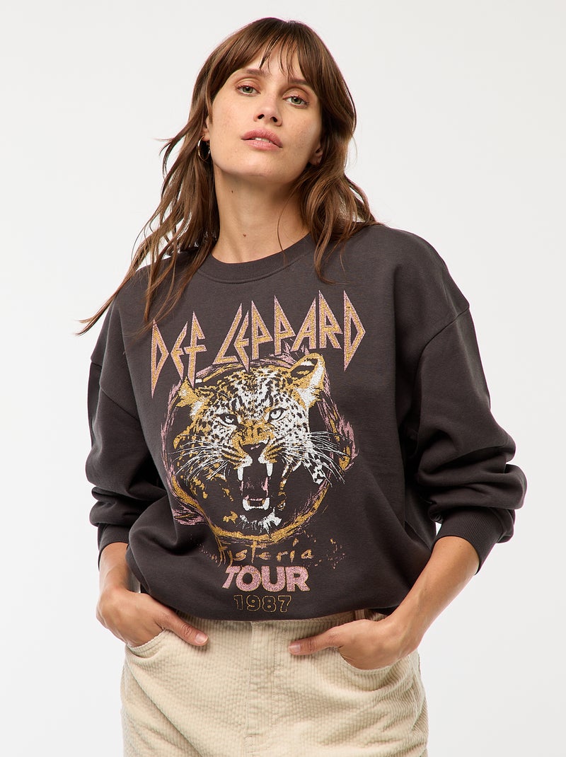 Felpa in felpa garzata 'Def Leppard' Nero - Kiabi