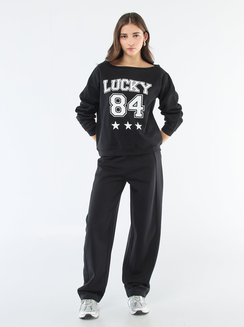 Felpa in felpa stile sportivo Nero - Kiabi