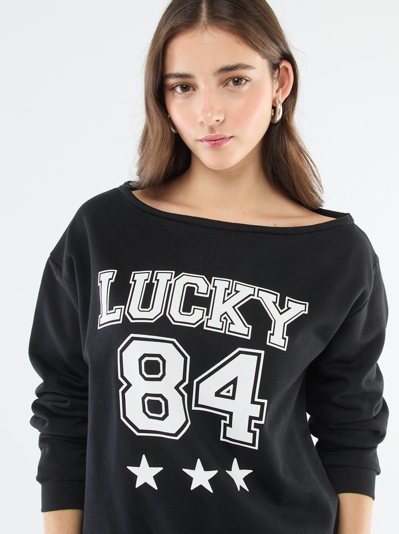 Felpa in felpa stile sportivo Nero - Kiabi