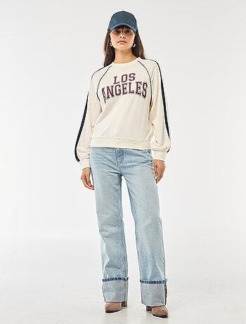 Felpa in french terry con bande a contrasto