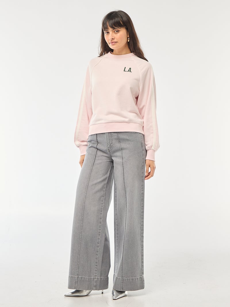 Felpa in french terry con bande a contrasto Rosa - Kiabi