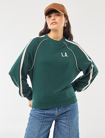 Felpa in french terry con bande a contrasto